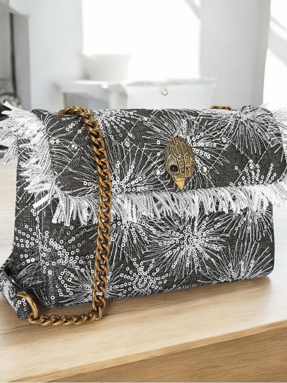 🎆 Kurt Geiger London Medium Kensington Sequin Fringe Crossbody 🎆 - Picture 2 of 5